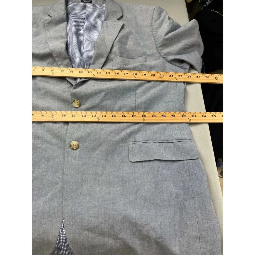 Saddlebred‎ Mens 44R Light Blue 100% Cotton 2 Button Blazer Sport Coat Gingham